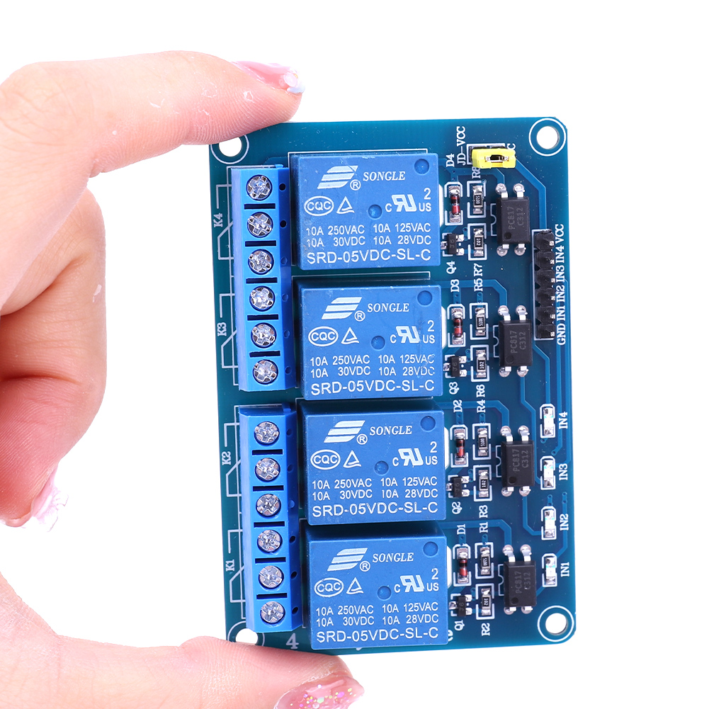 Relay Module 5V - 5V 12V 4-Kanal-Relaisplatine mit Optokoppler, 4-Wege-Relaismodul,
