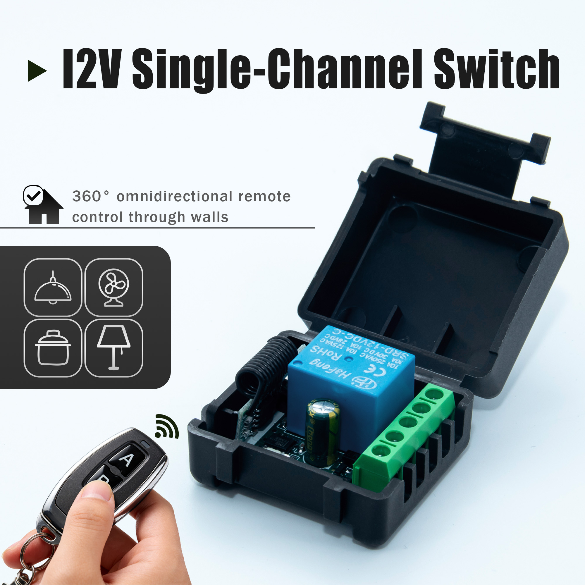 Relay Module 5V - DC 12V 433MHz Drahtloser Fernbedienungsschalter 1-Kanal