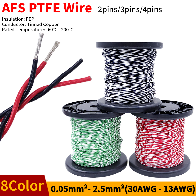 Diy Electronics Audio - PTFE-Draht AFS200 2 Pins 26/25/24/22/20/18/17/15/13 AWG