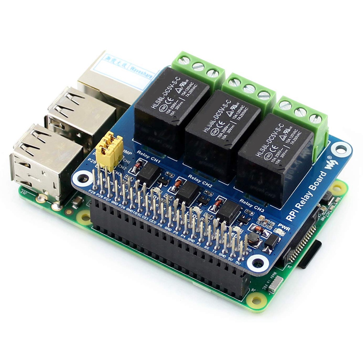 Relay Module 5V - Waveshare 5V 3-Kanal-Relaismodul Erweiterungsplatine Breakout Shield