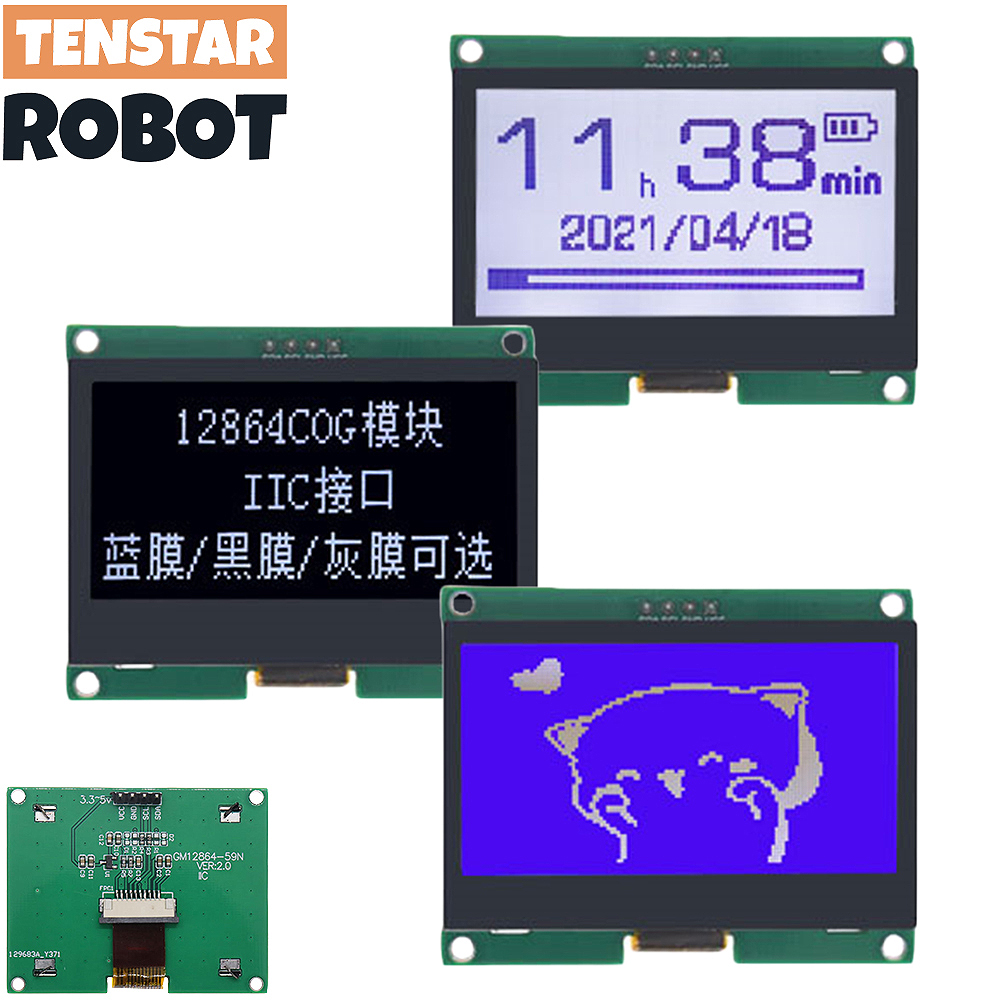 I2C Lcd Display - TENSTAR 12864-59N IIC 4P LCD Modul